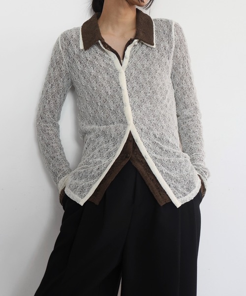 hellam（へラム）の「襟付きレースチュニックカーデ（カーディガン/ボレロ・レディース・アイボリー/ブラック/ブラウン/レッド・FREE）」の16枚目の写真