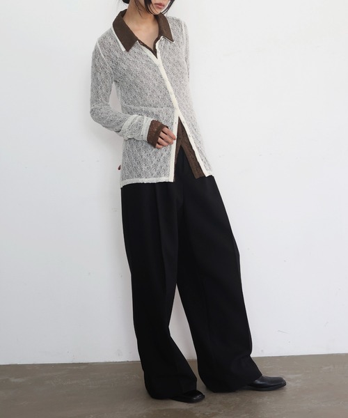 hellam（へラム）の「襟付きレースチュニックカーデ（カーディガン/ボレロ・レディース・アイボリー/ブラック/ブラウン/レッド・FREE）」の14枚目の写真