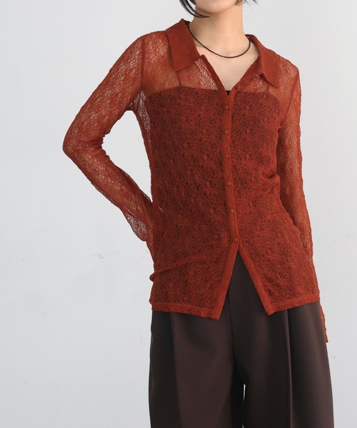 hellam（へラム）の「襟付きレースチュニックカーデ（カーディガン/ボレロ・レディース・アイボリー/ブラック/ブラウン/レッド・FREE）」の12枚目の写真