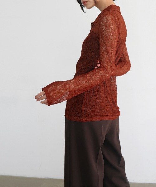 hellam（へラム）の「襟付きレースチュニックカーデ（カーディガン/ボレロ・レディース・アイボリー/ブラック/ブラウン/レッド・FREE）」の11枚目の写真