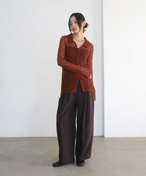 hellam（へラム）の「襟付きレースチュニックカーデ（カーディガン/ボレロ・レディース・アイボリー/ブラック/ブラウン/レッド・FREE）」の10枚目の写真