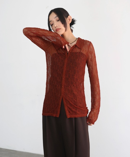 hellam（へラム）の「襟付きレースチュニックカーデ（カーディガン/ボレロ・レディース・アイボリー/ブラック/ブラウン/レッド・FREE）」の9枚目の写真