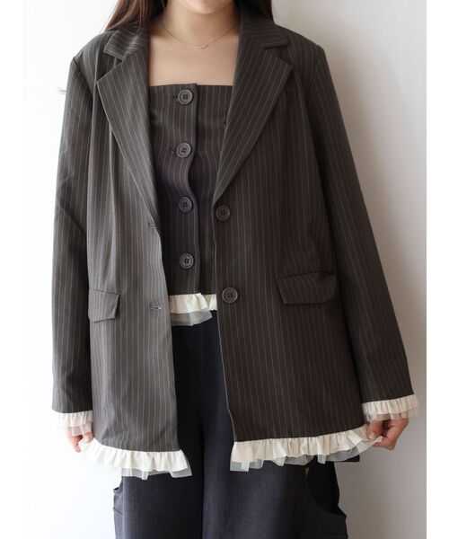 dazzlin（ダズリン）の「フリルビスチェ（シャツ/ブラウス・レディース・チャコールグレー/グレー・FREE）」の7枚目の写真