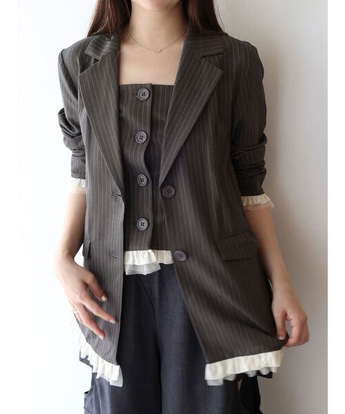 dazzlin（ダズリン）の「フリルビスチェ（シャツ/ブラウス・レディース・チャコールグレー/グレー・FREE）」の8枚目の写真