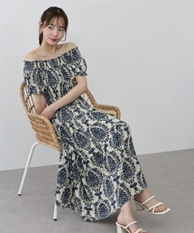 ドレス ワンピース 花柄 グラフィック オフショルダー S/XL 70726f647563742f4a2d383139494d
