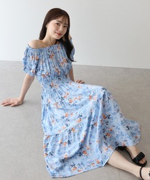 Savoir 花柄ワンピース 青系　新品未使用♡ 美品】青系花柄七分袖ワンピース38サイズ - メルカリ