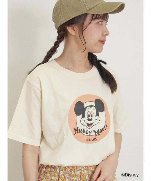 Samansa Mos2（サマンサ モスモス）の「【Disney】ミッキー&フレンズ/ヴィンテージライクTシャツ（Tシャツ/カットソー・レディース・キナリ/レッド/グレー・F）」の2枚目の写真