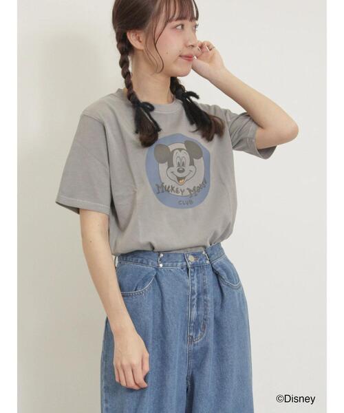 Samansa Mos2（サマンサ モスモス）の「【Disney】ミッキー&フレンズ/ヴィンテージライクTシャツ（Tシャツ/カットソー・レディース・キナリ/レッド/グレー・F）」の6枚目の写真