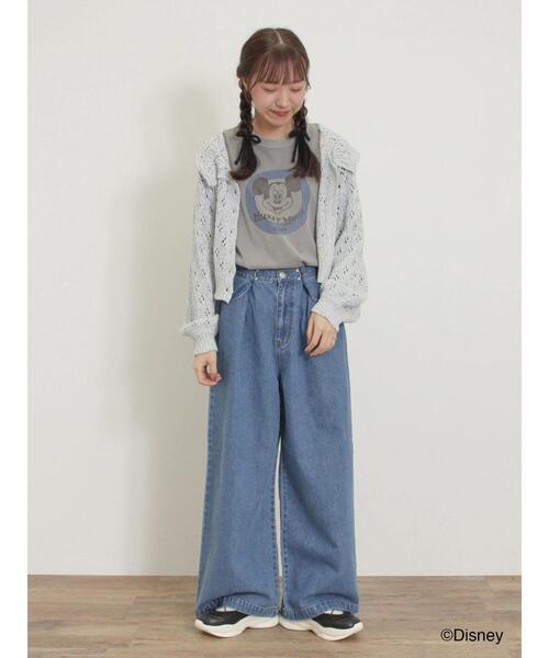 Samansa Mos2（サマンサ モスモス）の「【Disney】ミッキー&フレンズ/ヴィンテージライクTシャツ（Tシャツ/カットソー・レディース・キナリ/レッド/グレー・F）」の13枚目の写真