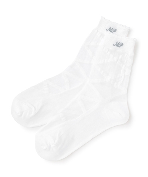 mezzo piano Junior（メゾピアノジュニア）の「【ニコ☆プチ掲載】シアーレースアップソックス（ソックス/靴下・キッズ・ブラック/オフホワイト・S(22-25cm)）」の2枚目の写真