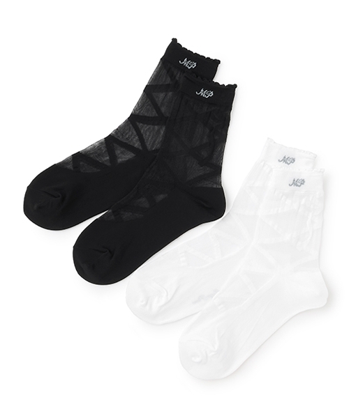 mezzo piano Junior（メゾピアノジュニア）の「【ニコ☆プチ掲載】シアーレースアップソックス（ソックス/靴下・キッズ・ブラック/オフホワイト・S(22-25cm)）」の7枚目の写真