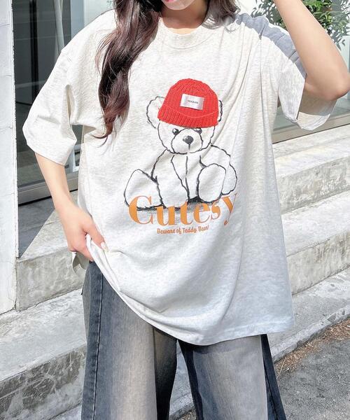 INGNI（イング）の「ベアモチーフTシャツ（Tシャツ/カットソー・レディース・オフホワイト/スミクロ/オートミール・M）」の3枚目の写真