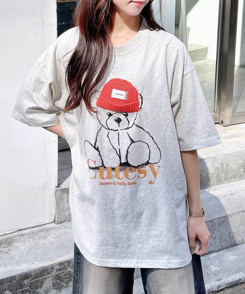 INGNI（イング）の「ベアモチーフTシャツ（Tシャツ/カットソー・レディース・オフホワイト/スミクロ/オートミール・M）」の10枚目の写真