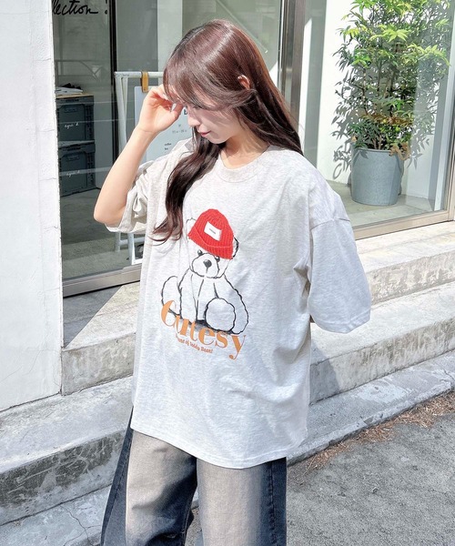 INGNI（イング）の「ベアモチーフTシャツ（Tシャツ/カットソー・レディース・オフホワイト/スミクロ/オートミール・M）」の9枚目の写真