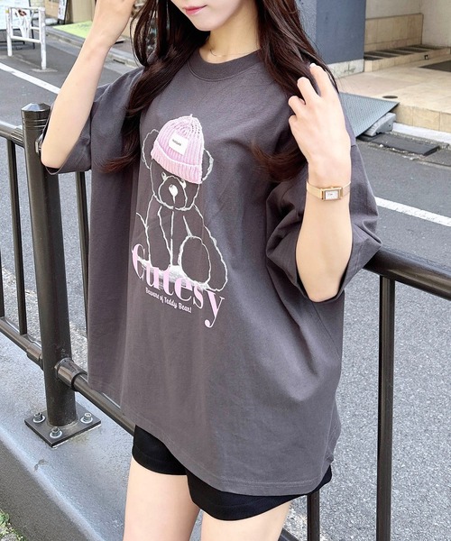 INGNI（イング）の「ベアモチーフTシャツ（Tシャツ/カットソー・レディース・オフホワイト/スミクロ/オートミール・M）」の16枚目の写真