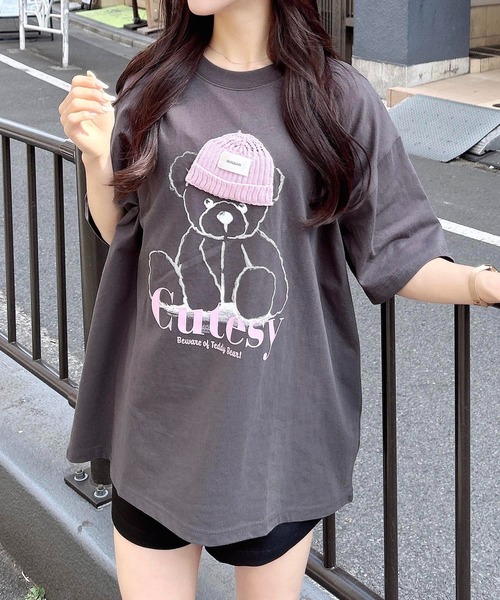 INGNI（イング）の「ベアモチーフTシャツ（Tシャツ/カットソー・レディース・オフホワイト/スミクロ/オートミール・M）」の15枚目の写真