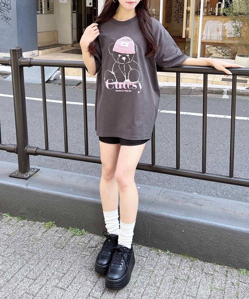 INGNI（イング）の「ベアモチーフTシャツ（Tシャツ/カットソー・レディース・オフホワイト/スミクロ/オートミール・M）」の12枚目の写真
