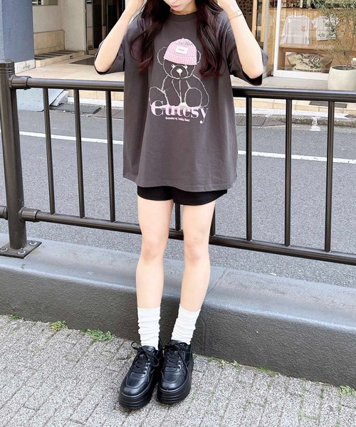 INGNI（イング）の「ベアモチーフTシャツ（Tシャツ/カットソー・レディース・オフホワイト/スミクロ/オートミール・M）」の11枚目の写真