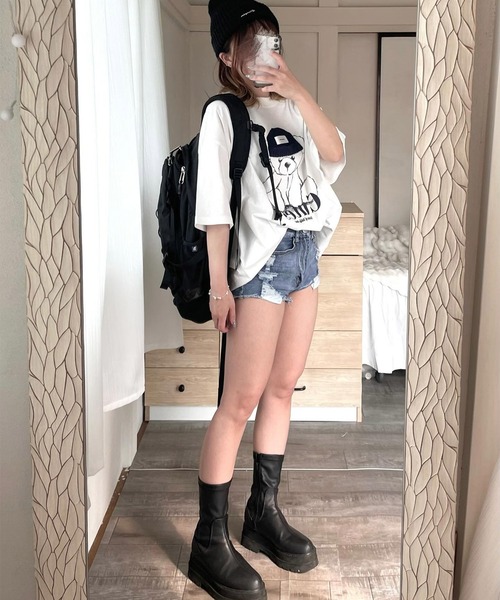 INGNI（イング）の「ベアモチーフTシャツ（Tシャツ/カットソー・レディース・オフホワイト/スミクロ/オートミール・M）」の22枚目の写真