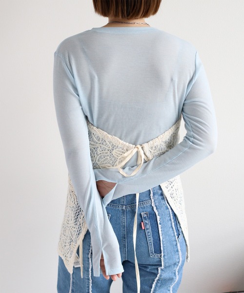 cepo（セポ）の「シアークルーネックプルオーバー（Tシャツ/カットソー・レディース・イエロー/ブラック/サックスブルー/オフホワイト・M）」の4枚目の写真