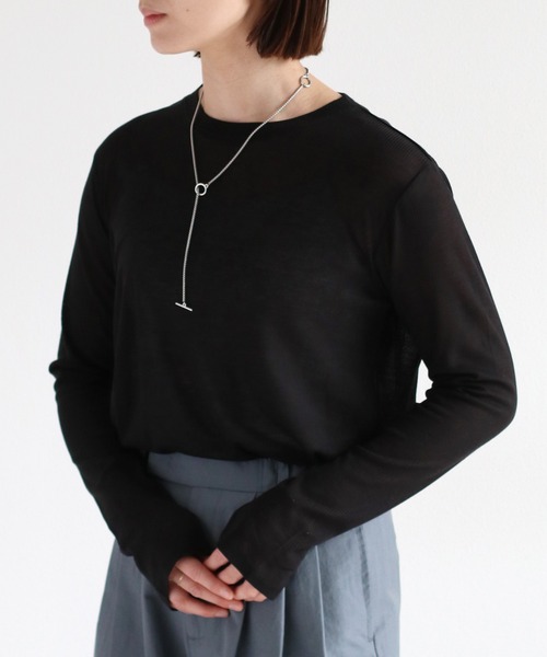 cepo（セポ）の「シアークルーネックプルオーバー（Tシャツ/カットソー・レディース・イエロー/ブラック/サックスブルー/オフホワイト・M）」の3枚目の写真