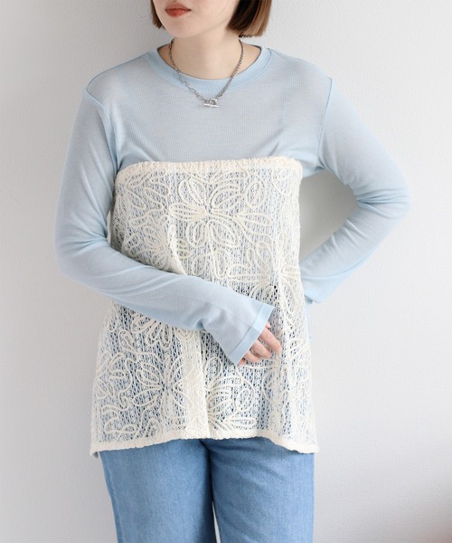 cepo（セポ）の「シアークルーネックプルオーバー（Tシャツ/カットソー・レディース・イエロー/ブラック/サックスブルー/オフホワイト・M）」の19枚目の写真