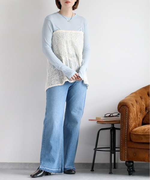 cepo（セポ）の「シアークルーネックプルオーバー（Tシャツ/カットソー・レディース・イエロー/ブラック/サックスブルー/オフホワイト・M）」の18枚目の写真