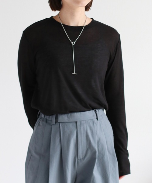 cepo（セポ）の「シアークルーネックプルオーバー（Tシャツ/カットソー・レディース・イエロー/ブラック/サックスブルー/オフホワイト・M）」の9枚目の写真