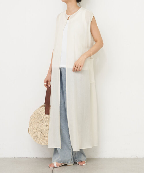 BEARDSLEY（ビアズリー）の「シアーロングジレ（ベスト・レディース・ブラック/アイボリー・FREE）」の12枚目の写真