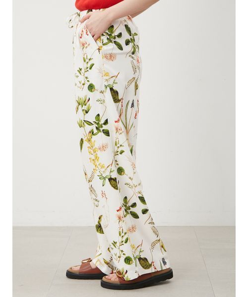 【新品タグ付き】ミラオーウェン　ボタニカル柄ウエストゴムイージーパンツ　0サイズ セール】ボタニカル柄ウエストゴムイージーパンツ（その他パンツ