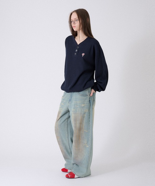 ONCILY(オンシェリー)の「HENRY NECK THERMAL LONG T-SHIRT /ヘンリーネックサーマルロンT(Tシャツ/カットソー・メンズ・ブラック/ネイビー/杢グレー・SMALL/MEDIUM/LARGE)」の20枚目の写真