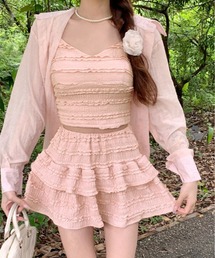 レース フリル キャミ&ミニスカート セットアップ