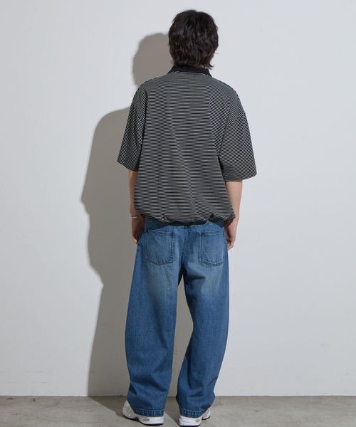 【SLICK/スリック】Micro Border Drawstring Polo Shirt / マイクロボーダードローストリングポロシャツ /オーバーサイズ シルエット / ヘビーウェイトの21枚目の写真