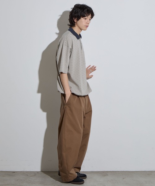 【SLICK/スリック】Micro Border Drawstring Polo Shirt / マイクロボーダードローストリングポロシャツ /オーバーサイズ シルエット / ヘビーウェイトの8枚目の写真