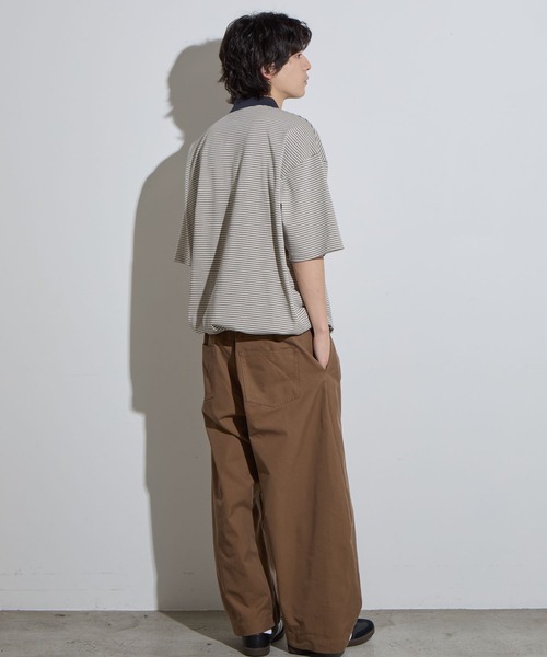 【SLICK/スリック】Micro Border Drawstring Polo Shirt / マイクロボーダードローストリングポロシャツ /オーバーサイズ シルエット / ヘビーウェイトの9枚目の写真