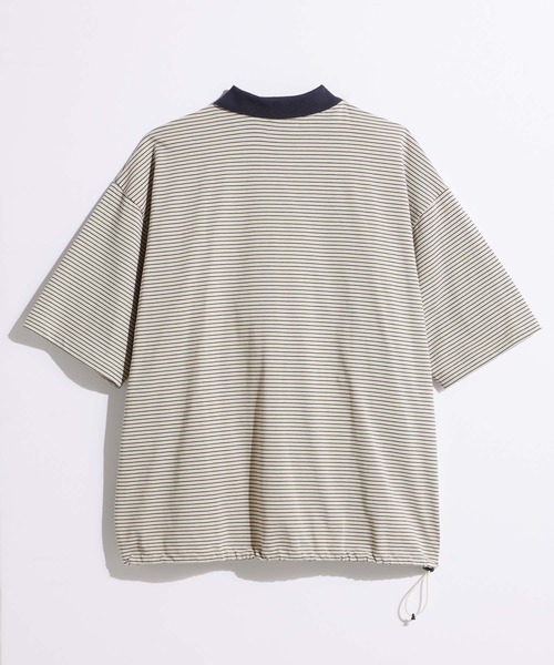 セール】【SLICK/スリック】Micro Border Drawstring Polo Shirt