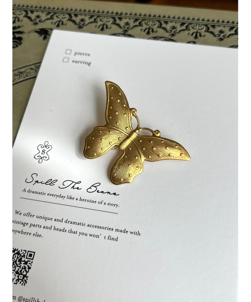 tone（トーン）の「【Spill The Beans】BRASSバタフライブローチ(MA)（ブローチ/コサージュ・レディース・ゴールド・FREE）」の2枚目の写真