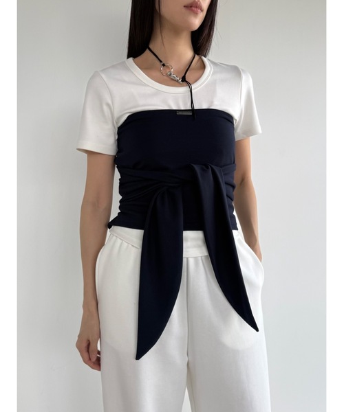 Didot.showroom(ディドット ショールーム)の「リボンベアトップ(チューブトップ・レディース・アイボリー/ブラック/チャコール/ネイビー・FREE)」の1枚目の写真
