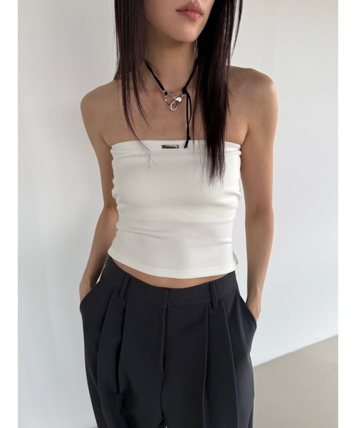 Didot.showroom(ディドット ショールーム)の「リボンベアトップ(チューブトップ・レディース・アイボリー/ブラック/チャコール/ネイビー・FREE)」の5枚目の写真