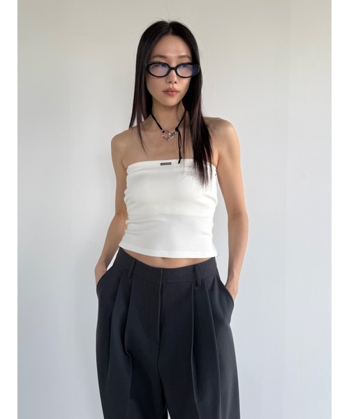Didot.showroom(ディドット ショールーム)の「リボンベアトップ(チューブトップ・レディース・アイボリー/ブラック/チャコール/ネイビー・FREE)」の7枚目の写真