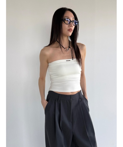 Didot.showroom(ディドット ショールーム)の「リボンベアトップ(チューブトップ・レディース・アイボリー/ブラック/チャコール/ネイビー・FREE)」の8枚目の写真