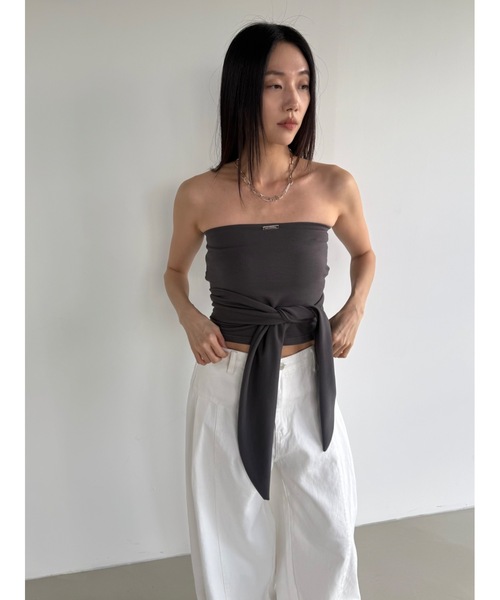 Didot.showroom(ディドット ショールーム)の「リボンベアトップ(チューブトップ・レディース・アイボリー/ブラック/チャコール/ネイビー・FREE)」の17枚目の写真