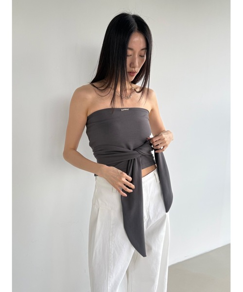 Didot.showroom(ディドット ショールーム)の「リボンベアトップ(チューブトップ・レディース・アイボリー/ブラック/チャコール/ネイビー・FREE)」の16枚目の写真