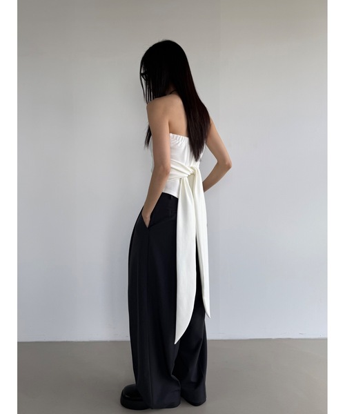 Didot.showroom(ディドット ショールーム)の「リボンベアトップ(チューブトップ・レディース・アイボリー/ブラック/チャコール/ネイビー・FREE)」の6枚目の写真