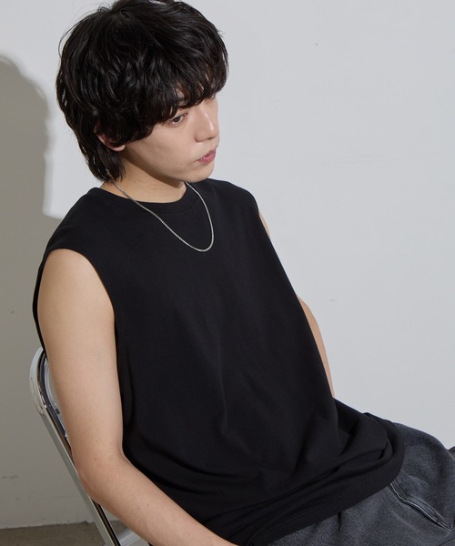 SLICK(スリック)の「【SLICK/スリック】Hight Twist Cotton Sleeveless T-shirt / TANKTOP / ハイツイストコットンスリーブレスTシャツ/ インナーTシャツ / タンクトップ(Tシャツ/カットソー・メンズ・スミクロ/ホワイト/ブラック・1/2/3)」の3枚目の写真