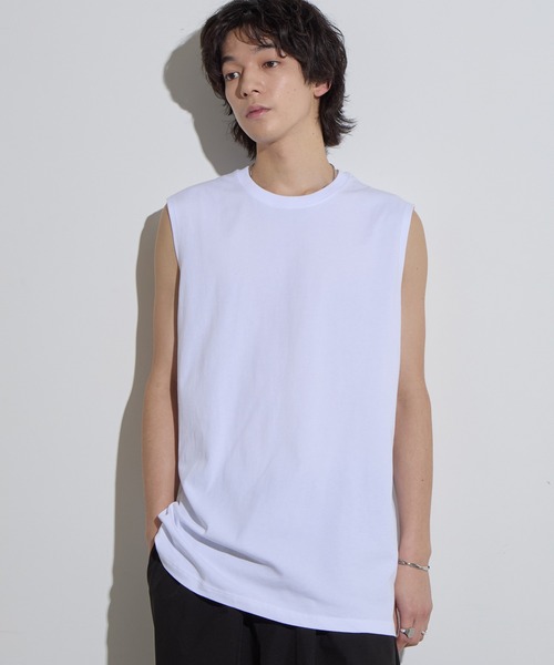 SLICK(スリック)の「【SLICK/スリック】Hight Twist Cotton Sleeveless T-shirt / TANKTOP / ハイツイストコットンスリーブレスTシャツ/ インナーTシャツ / タンクトップ(Tシャツ/カットソー・メンズ・スミクロ/ホワイト/ブラック・1/2/3)」の4枚目の写真