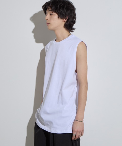 SLICK(スリック)の「【SLICK/スリック】Hight Twist Cotton Sleeveless T-shirt / TANKTOP / ハイツイストコットンスリーブレスTシャツ/ インナーTシャツ / タンクトップ(Tシャツ/カットソー・メンズ・スミクロ/ホワイト/ブラック・1/2/3)」の5枚目の写真