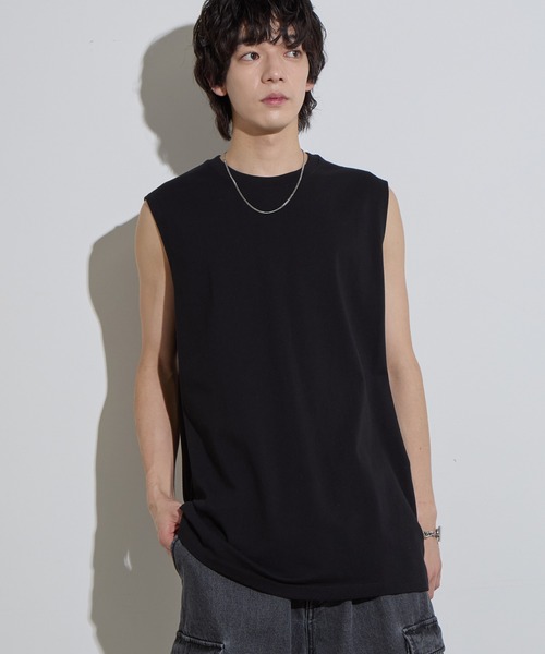 SLICK(スリック)の「【SLICK/スリック】Hight Twist Cotton Sleeveless T-shirt / TANKTOP / ハイツイストコットンスリーブレスTシャツ/ インナーTシャツ / タンクトップ(Tシャツ/カットソー・メンズ・スミクロ/ホワイト/ブラック・1/2/3)」の11枚目の写真