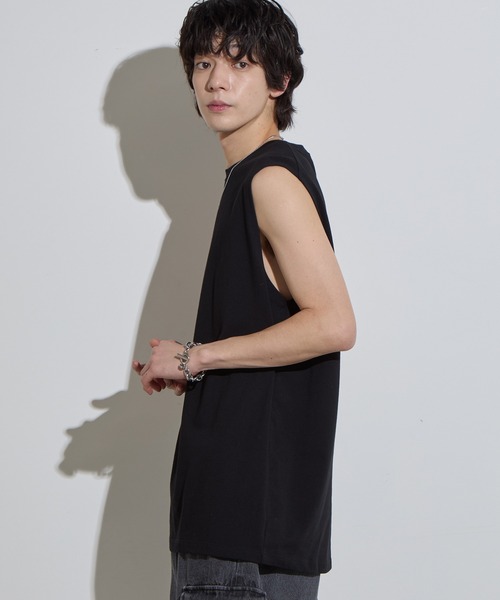 SLICK(スリック)の「【SLICK/スリック】Hight Twist Cotton Sleeveless T-shirt / TANKTOP / ハイツイストコットンスリーブレスTシャツ/ インナーTシャツ / タンクトップ(Tシャツ/カットソー・メンズ・スミクロ/ホワイト/ブラック・1/2/3)」の12枚目の写真