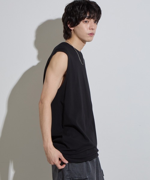 SLICK(スリック)の「【SLICK/スリック】Hight Twist Cotton Sleeveless T-shirt / TANKTOP / ハイツイストコットンスリーブレスTシャツ/ インナーTシャツ / タンクトップ(Tシャツ/カットソー・メンズ・スミクロ/ホワイト/ブラック・1/2/3)」の13枚目の写真